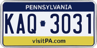 PA license plate KAQ3031