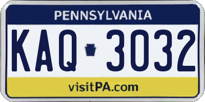 PA license plate KAQ3032