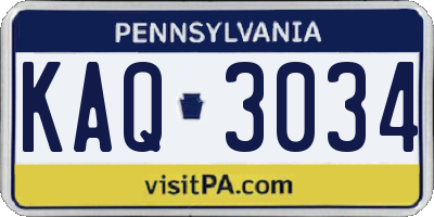 PA license plate KAQ3034