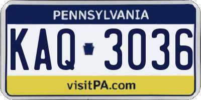 PA license plate KAQ3036