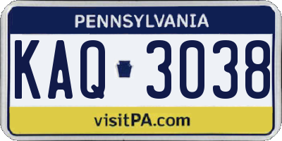 PA license plate KAQ3038