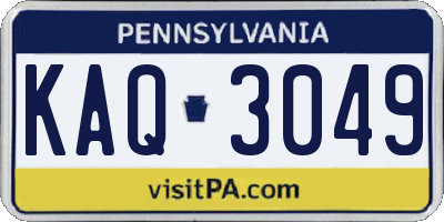 PA license plate KAQ3049