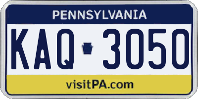 PA license plate KAQ3050