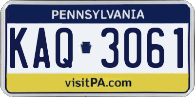 PA license plate KAQ3061