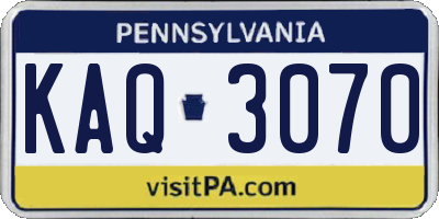 PA license plate KAQ3070