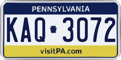 PA license plate KAQ3072