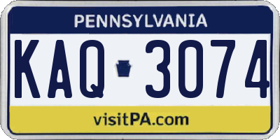 PA license plate KAQ3074