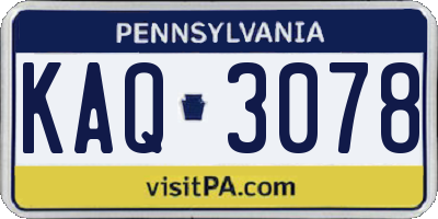 PA license plate KAQ3078
