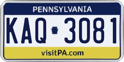 PA license plate KAQ3081