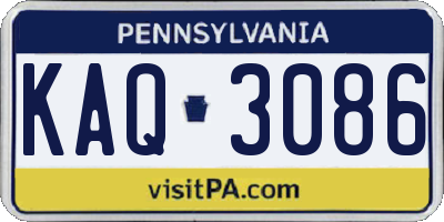 PA license plate KAQ3086