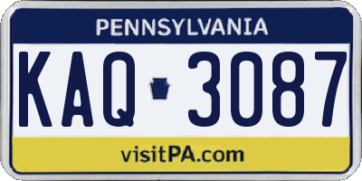 PA license plate KAQ3087