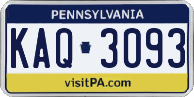 PA license plate KAQ3093