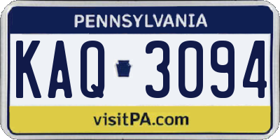 PA license plate KAQ3094