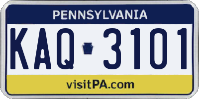 PA license plate KAQ3101
