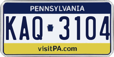 PA license plate KAQ3104