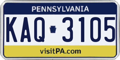PA license plate KAQ3105