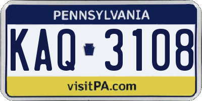 PA license plate KAQ3108