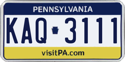 PA license plate KAQ3111