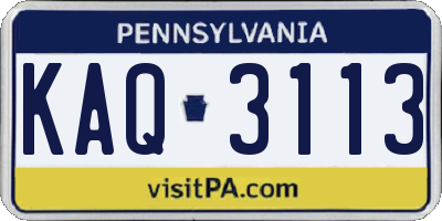 PA license plate KAQ3113