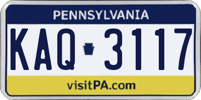 PA license plate KAQ3117