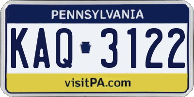 PA license plate KAQ3122