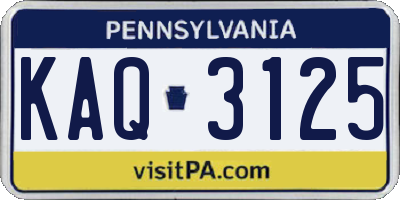 PA license plate KAQ3125