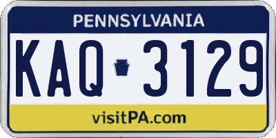 PA license plate KAQ3129