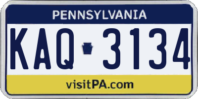 PA license plate KAQ3134