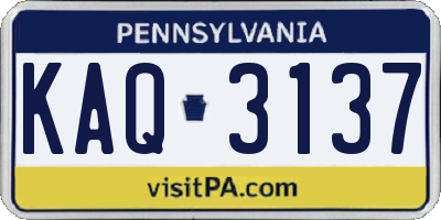 PA license plate KAQ3137