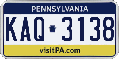 PA license plate KAQ3138
