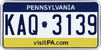 PA license plate KAQ3139