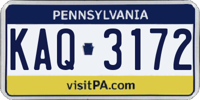 PA license plate KAQ3172