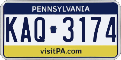PA license plate KAQ3174