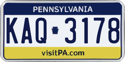 PA license plate KAQ3178