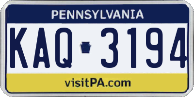 PA license plate KAQ3194