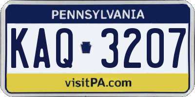 PA license plate KAQ3207