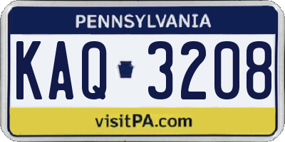PA license plate KAQ3208
