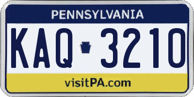 PA license plate KAQ3210