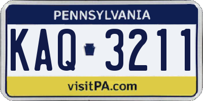 PA license plate KAQ3211