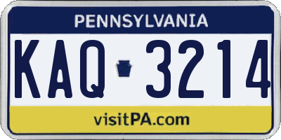 PA license plate KAQ3214