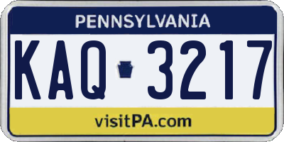 PA license plate KAQ3217