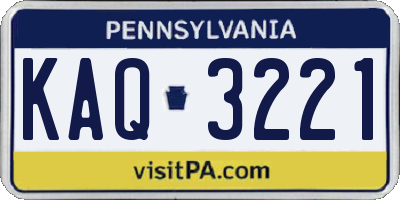 PA license plate KAQ3221