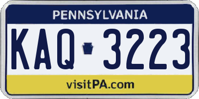 PA license plate KAQ3223
