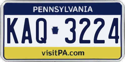 PA license plate KAQ3224
