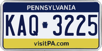 PA license plate KAQ3225