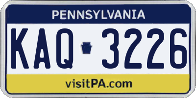 PA license plate KAQ3226