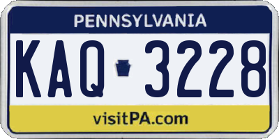 PA license plate KAQ3228