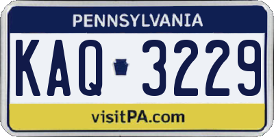 PA license plate KAQ3229