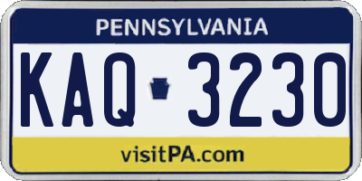 PA license plate KAQ3230