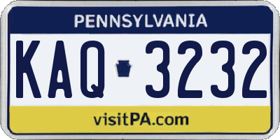 PA license plate KAQ3232